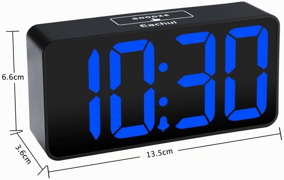 Eachui LED Digitaler Wecker mit USB-Ladeanschluss, Grosse Ziffern Display, Lauter Alarm, Helligkeit