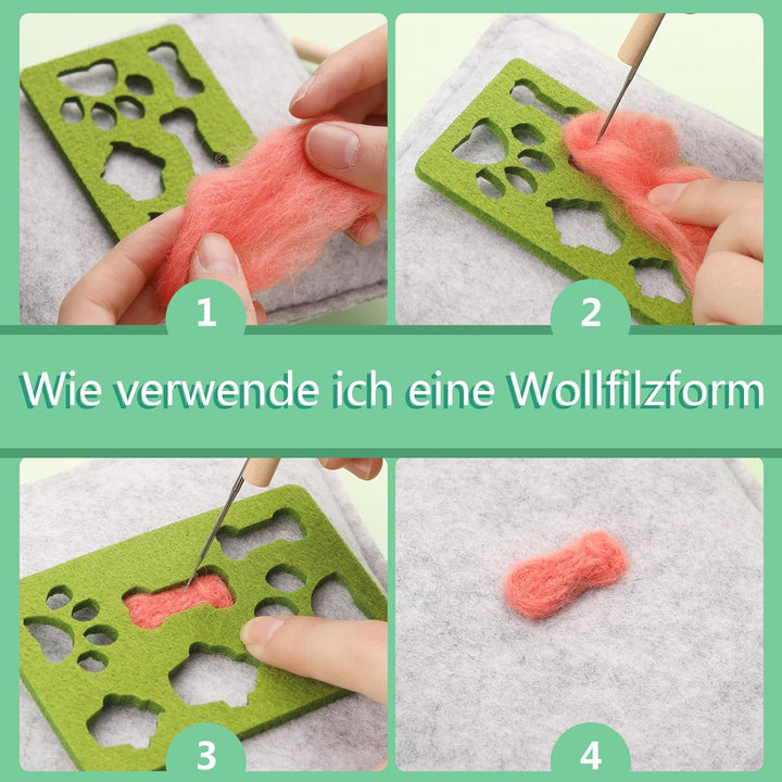 300 Stück Filzwolle Set, 40 Farben Filzwolle Basisset Grundlegende Filzwerkzeuge und Zubehör für Anf