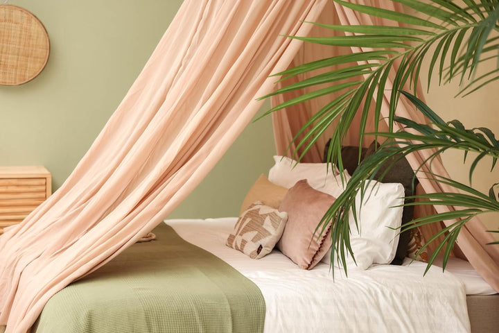 Nougat Betthimmel für Doppelbett | Runder Moskitonetz Grössen | Baldachin Bett für Teenagern &amp; Erwac