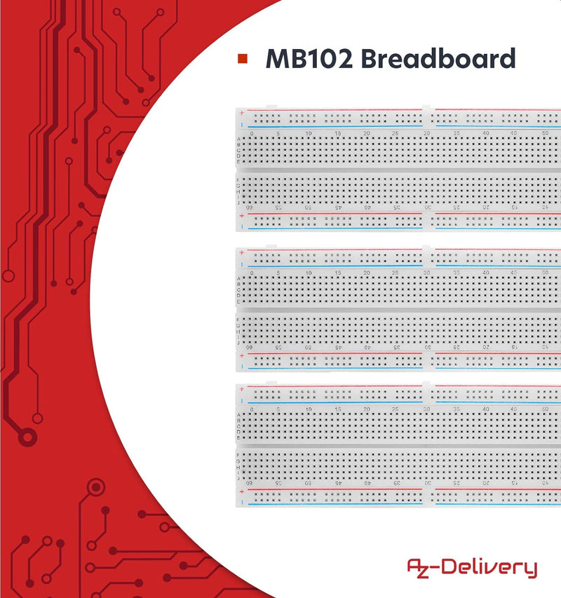 AZDelivery 5 x Breadboard Kit - 3X Jumper Wire m2m/f2m/f2f + 3er Set MB102 Breadboard kompatibel mit