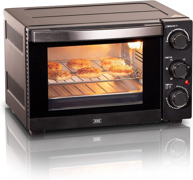 KHG Minibackofen MBO-15S in schwarz mit Umluft, Ober-/Unterhitze, 15l Garraum, Brotbackofen, inkl. 6