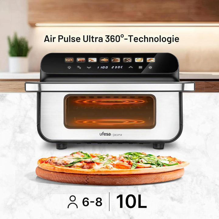 Ufesa Jacana Heissluftfritteuse 10 L, Airfryer XXL mit Doppelheizung, Elektrischer Mini-Backofen, 28