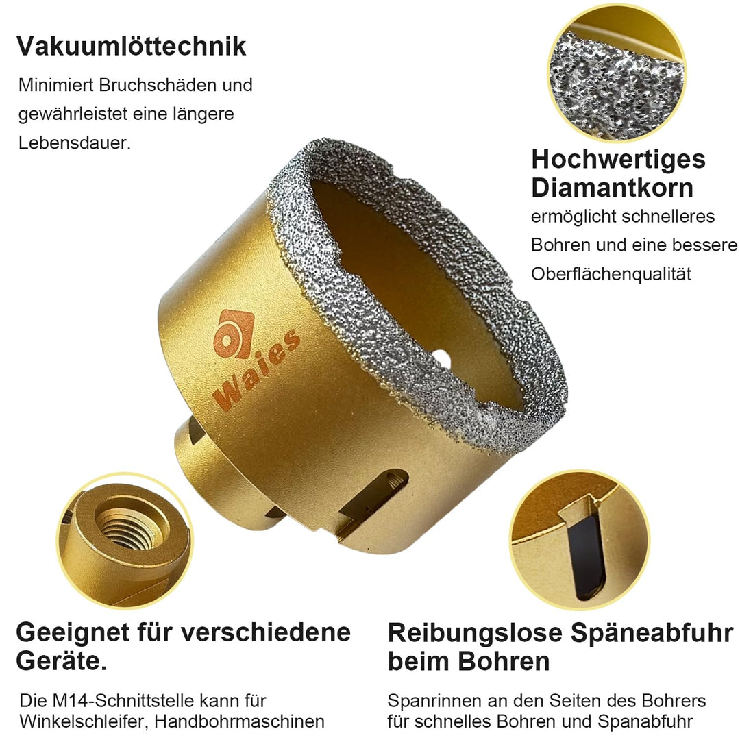 Diamantbohrer -Fliesenbohrer für Keramik, Porzellan, Granit & Feinsteinzeug Für Trocken- und Nassgeb