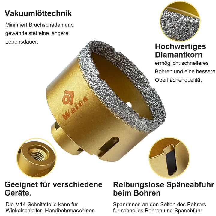 Diamantbohrer -Fliesenbohrer für Keramik, Porzellan, Granit & Feinsteinzeug Für Trocken- und Nassgeb