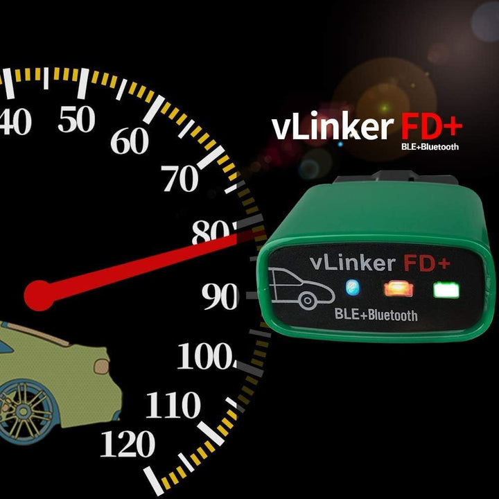 Vgate OBDII Bluetooth, vLinker FD+ OBD2 diagnosegerät OBD Adapter für Android, IOS und Windows (Blue