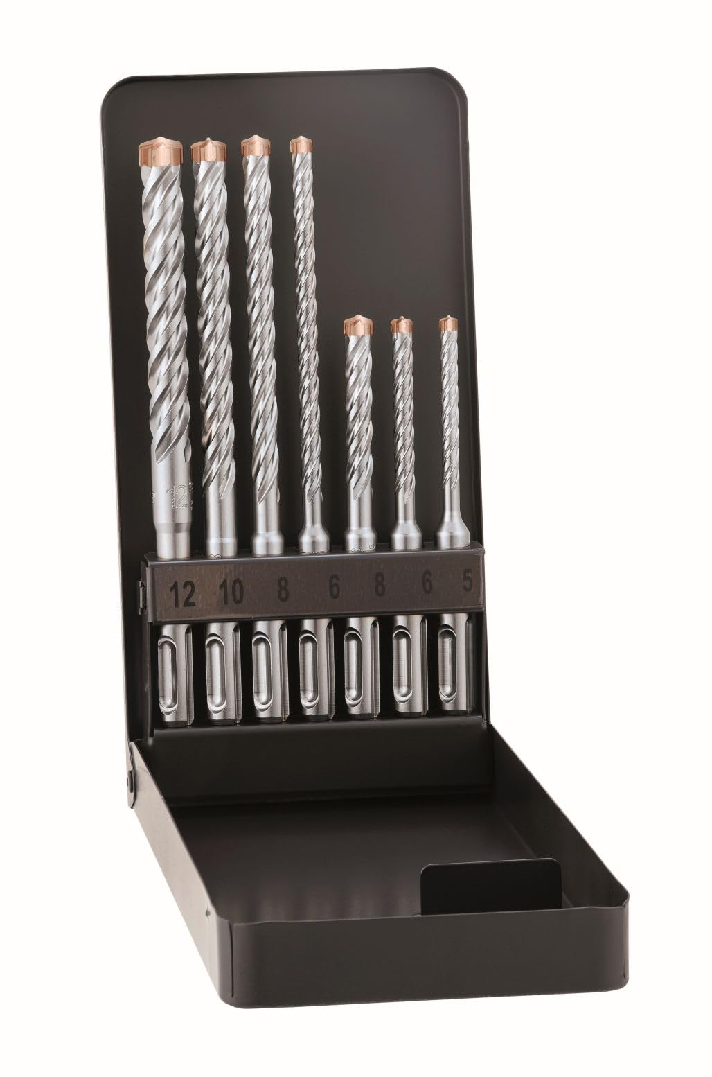 Alpen SDS-plus Hammerbohrerset FORCE X KM 7 mit Metallkassette (7-tlg, 4 Schneiden, Ø 5.0-12.0mm) 00