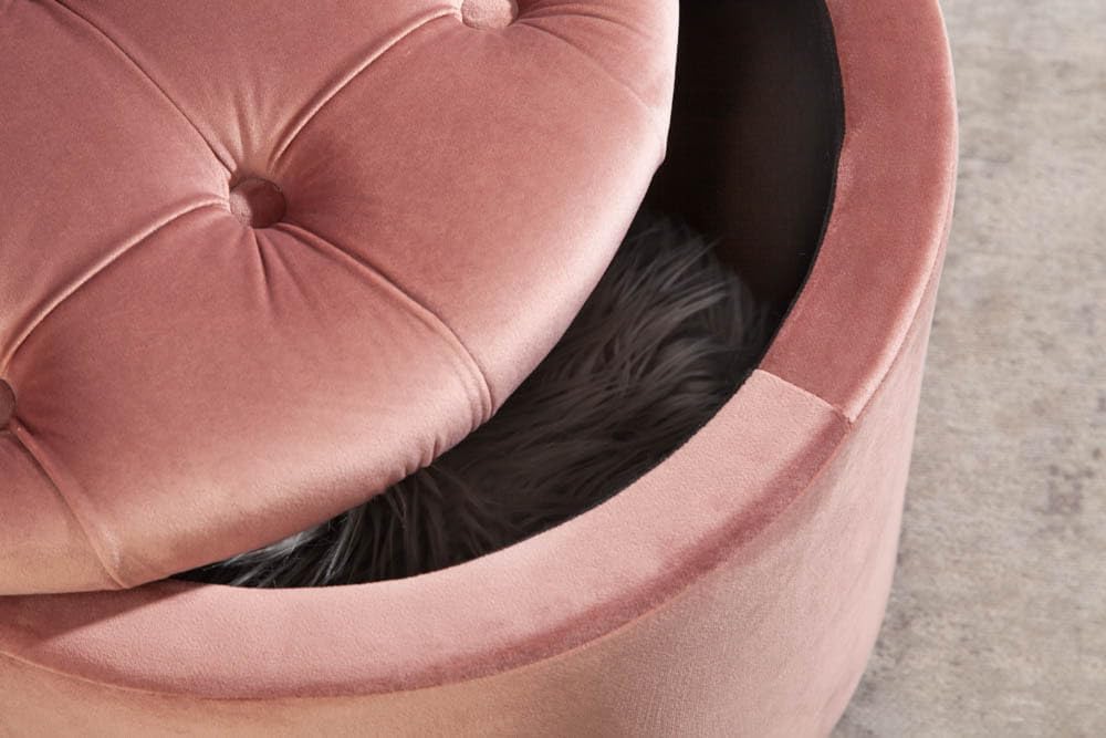 Riess Ambiente Eleganter Hocker MODERN BAROCK 50cm Altrosa Samt Couchtisch Tisch Aufbewahrungskorb S