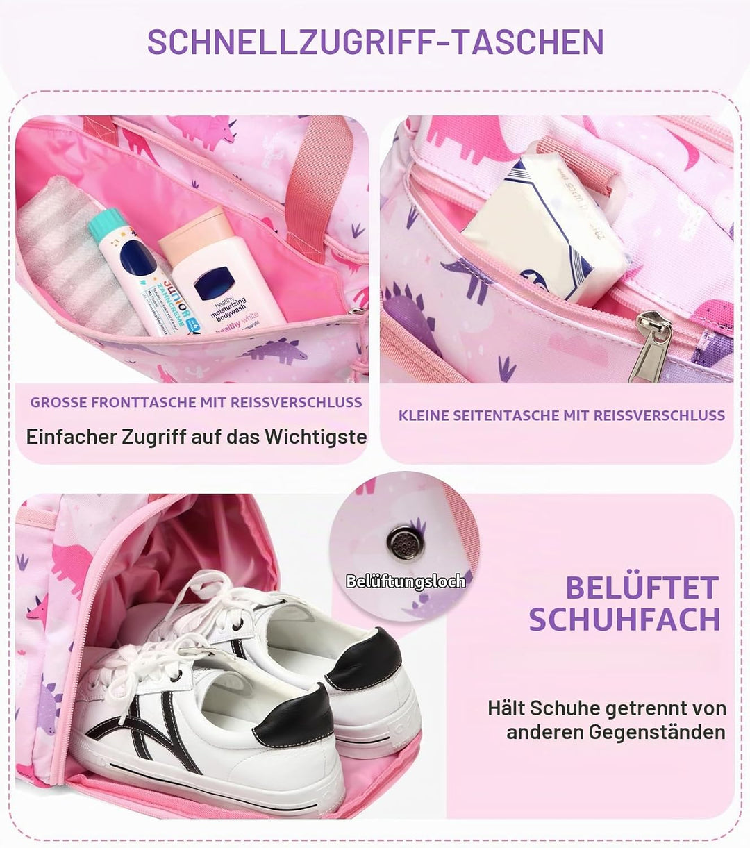 Kinder Duffle Bag, VASCHY Reisetasche für Kleinkinder Kinder Mädchen Wasserabweisend Über Nacht Duff