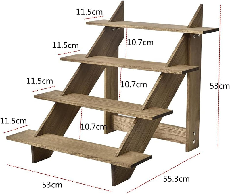 KIRIGEN Holz Display Leiterständer 4 Stufen Display Riser Rack Regal Holz Pflanzenleiter Aufbewahrun