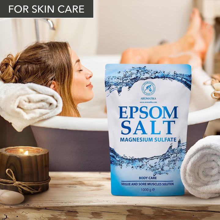 Epsom Salz Badesalz 1000g - 100% Natürliches Salz - Konzentrierte Magnesium quelle - Lindert Muskelk