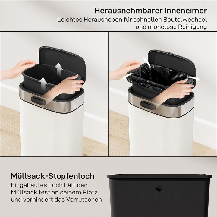 HOMCOM Mülleimer Hängend 5 L Treteimer mit Druck-Öffnen Feststelldeckel Abfalleimer inkl. abnehmbar