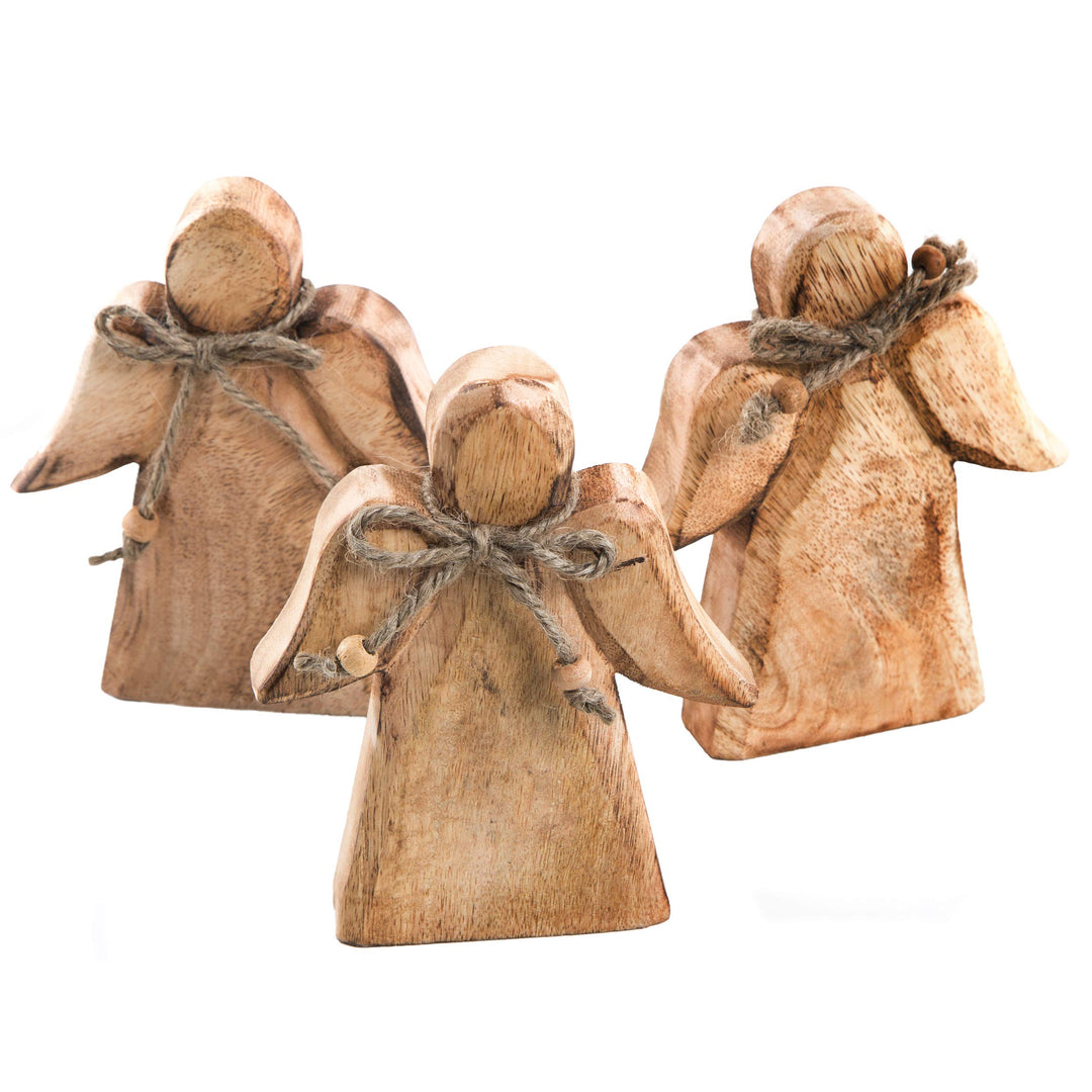 Logbuch-Verlag 3 Holzengel Engel zum Hinstellen Figur Schutzengel Geschenk Deko Geburtstag 15 cm aus