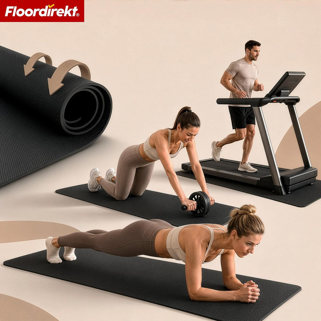 Floordirekt Bodenschutzmatte Fitnessgerät Laufband Matte 8mm Dicke - rutschfest stossdämpfend - Fitn