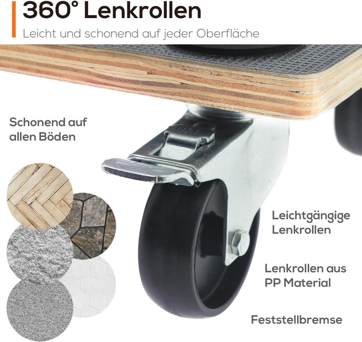 Tronitechnik® Rollbrett Transportroller rutschfest 400 kg Tragfähigkeit,Möbel Transporthilfe für Umz