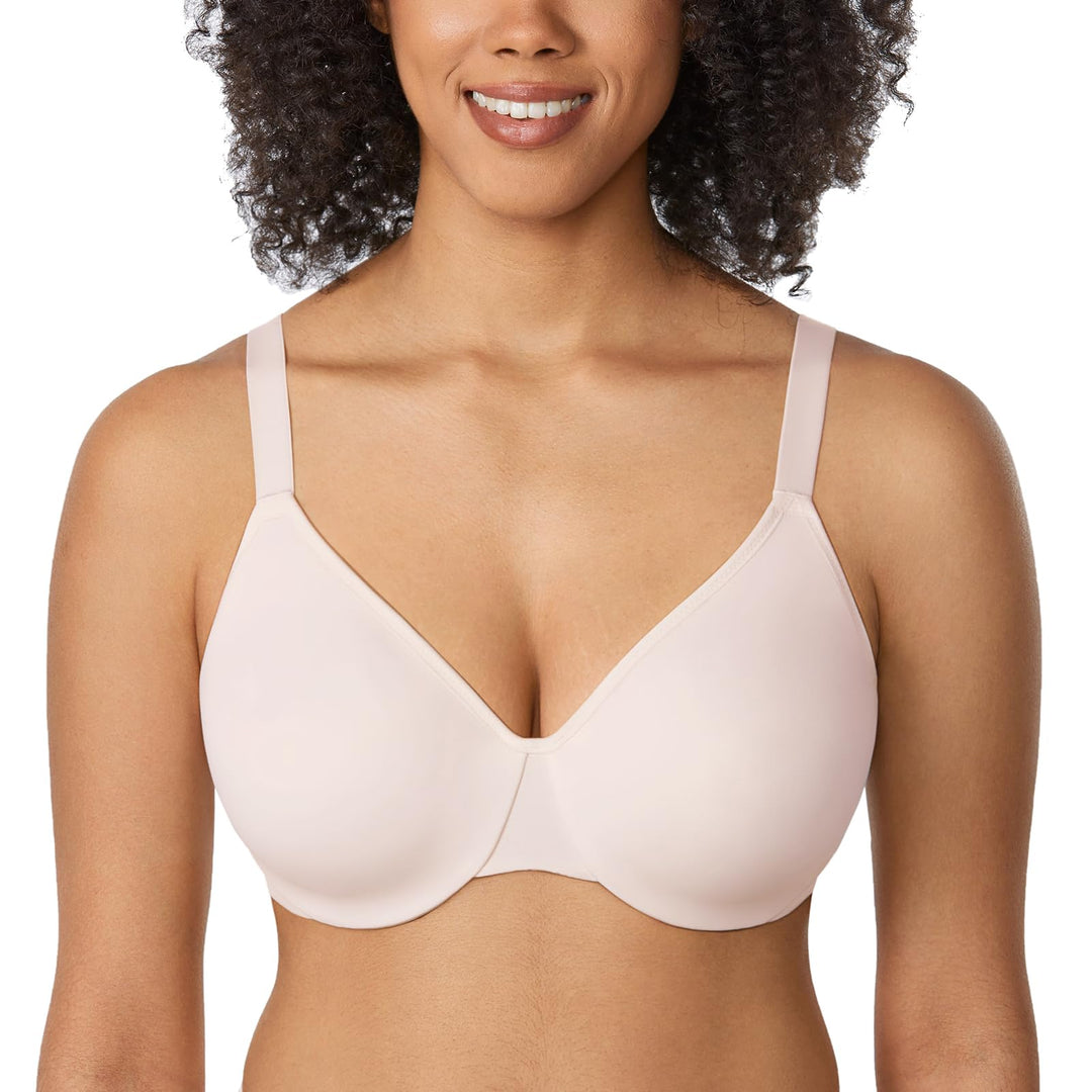 DELIMIRA Damen Minimizer BH mit Bügel Grosse Grössen Vollschalen Ungefütterter BHS T Shirt Bequemer