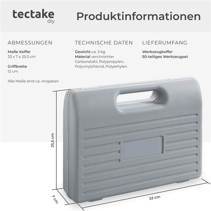 tectake 403284 50tlg Fahrrad Werkzeugkoffer für Wartungs- und Optimierungsarbeiten, Werkzeug Set für