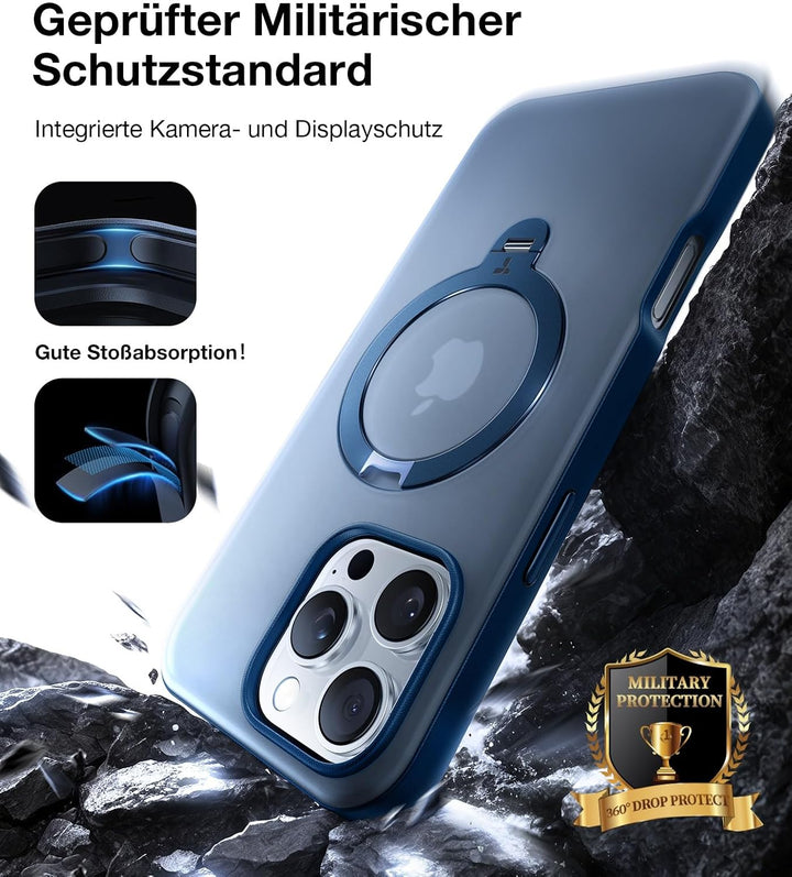 TORRAS Ostand Q3 Spin für iPhone 16 Pro Max Hülle (360° Magnetischer Unsichtbarer Ständer) Zertifizi