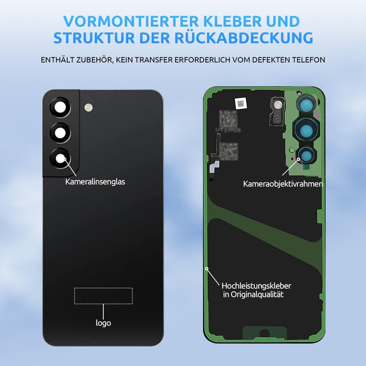 Eonpam Akkudeckel für Samsung Galaxy S22 5G S901 Rückseite Glas Original Backcover Back Glas Ersatz