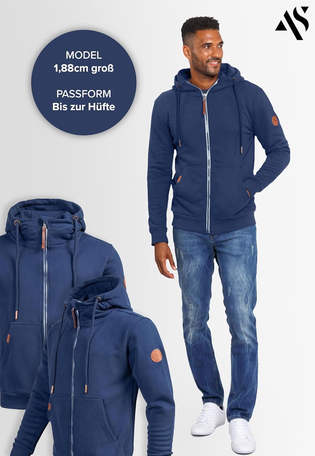 ALESSANDRO SALVARINI Herren Sweatjacke (S-3XL) mit Kapuze - Leicht, Atmungsaktiv, Kapuzenpullover mi