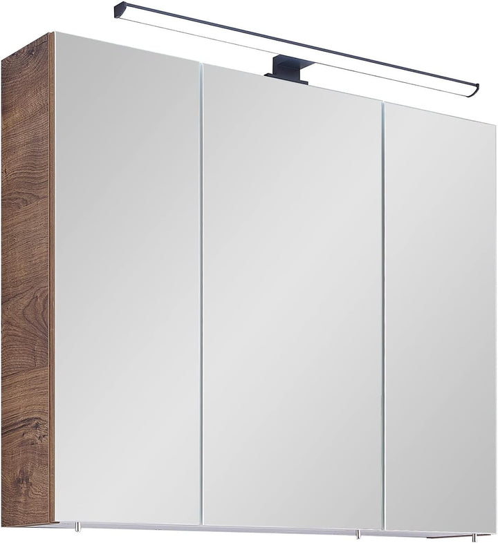 Pelipal Quickset 374 Spiegelschrank 76-II, Holzwerkstoff, Eiche Ribbeck Quer Nb, 70x75x20 cm