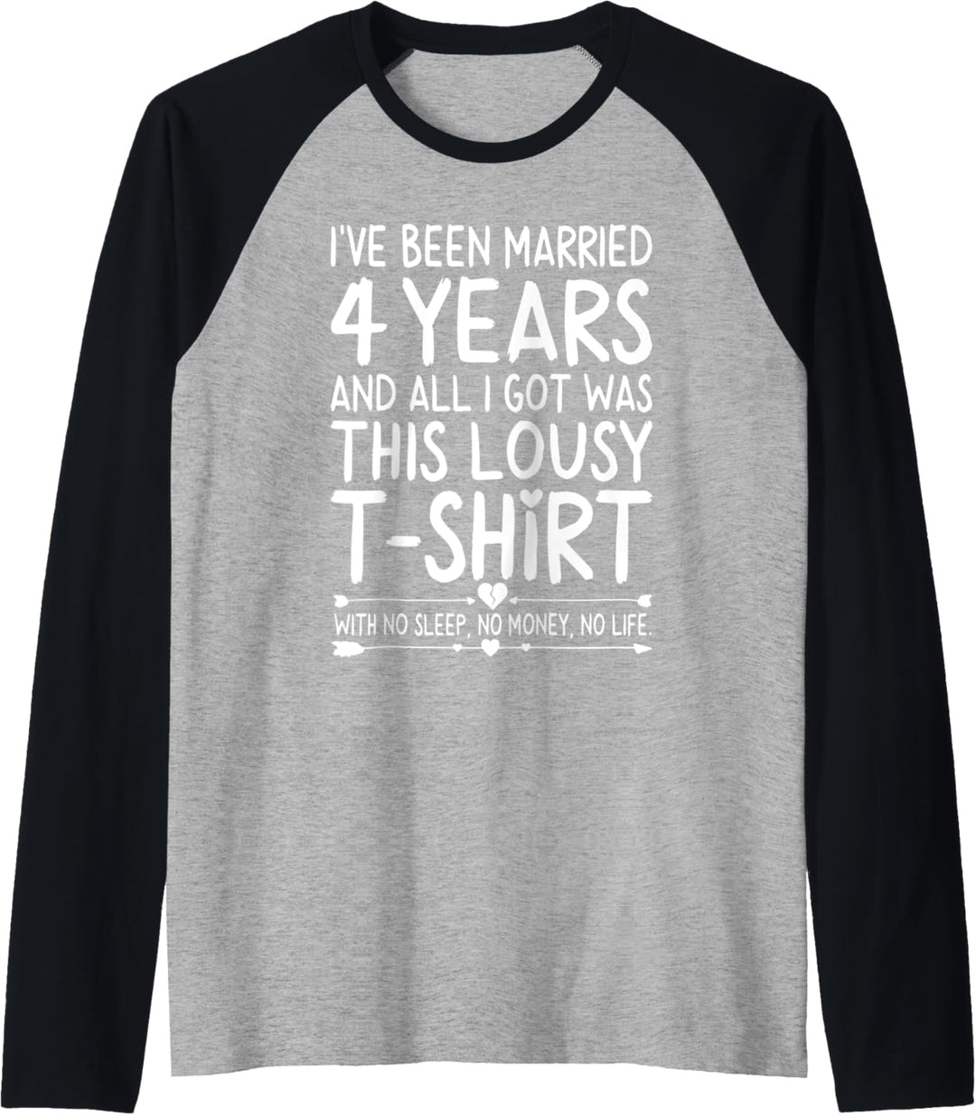 4th Wedding Anniversary Shirt for Her Him Wife and Couples Raglan