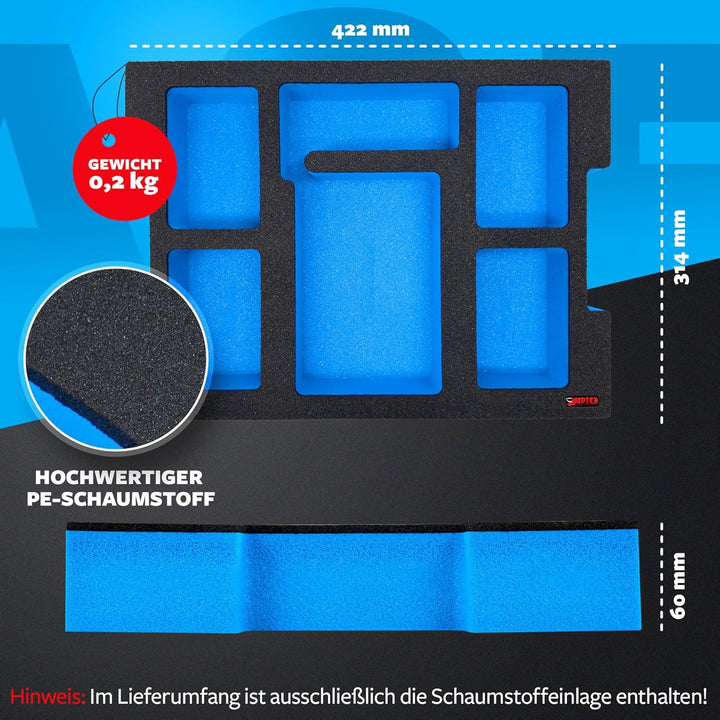 APTEX Schaumeinlage passend für Bosch Ladegerät 18V-160 + 4x Akkus Expert 4Ah für Bosch L-Boxx 136