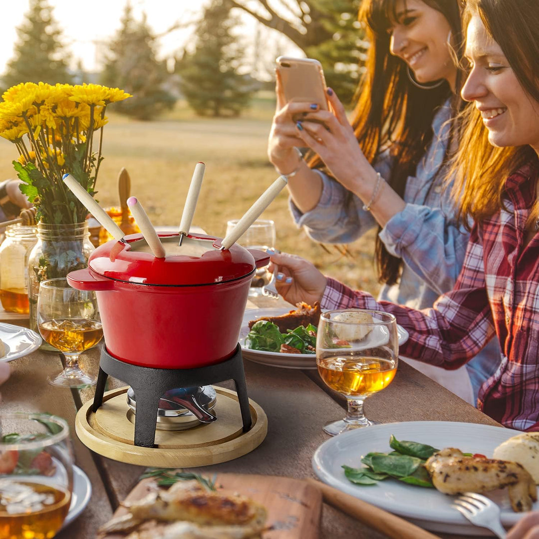 Virklyee Fondue Set Keramik Cheese Gusseisen Von 6 Gabeln Käse Fondue Set Schokoladen Fondue DIY Fon