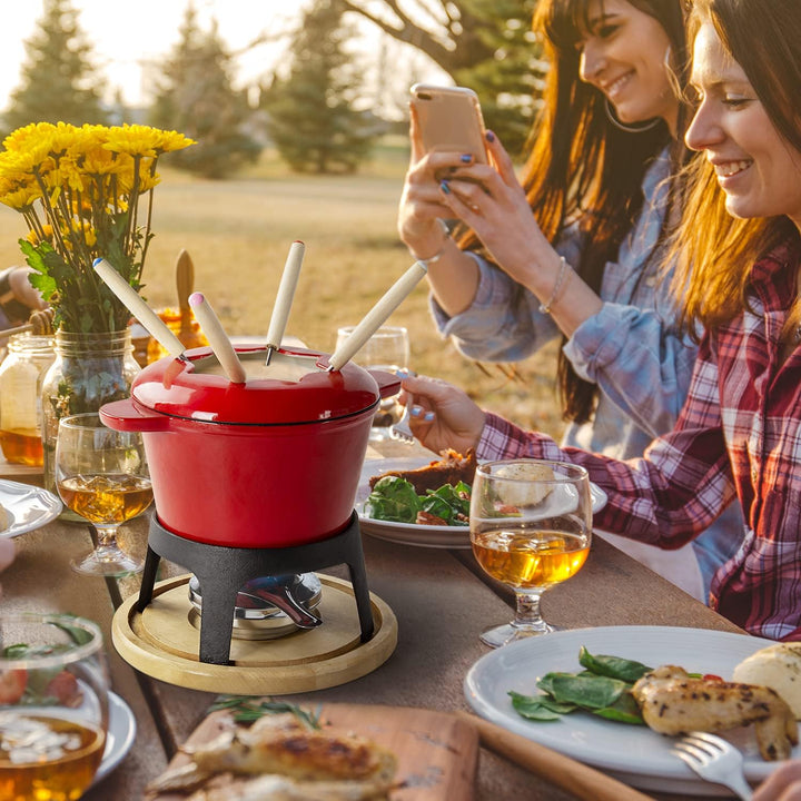 Virklyee Fondue Set Keramik Cheese Gusseisen Von 6 Gabeln Käse Fondue Set Schokoladen Fondue DIY Fon