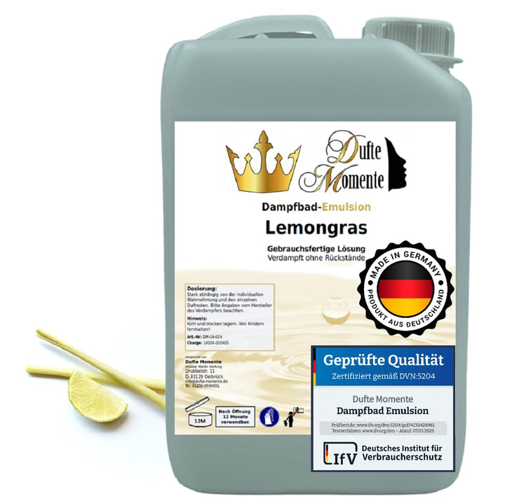 Dufte Momente | Dampfbad Emulsion 3 Liter Lemongras | geprüfte Qualität | mit naturreinen und natürl