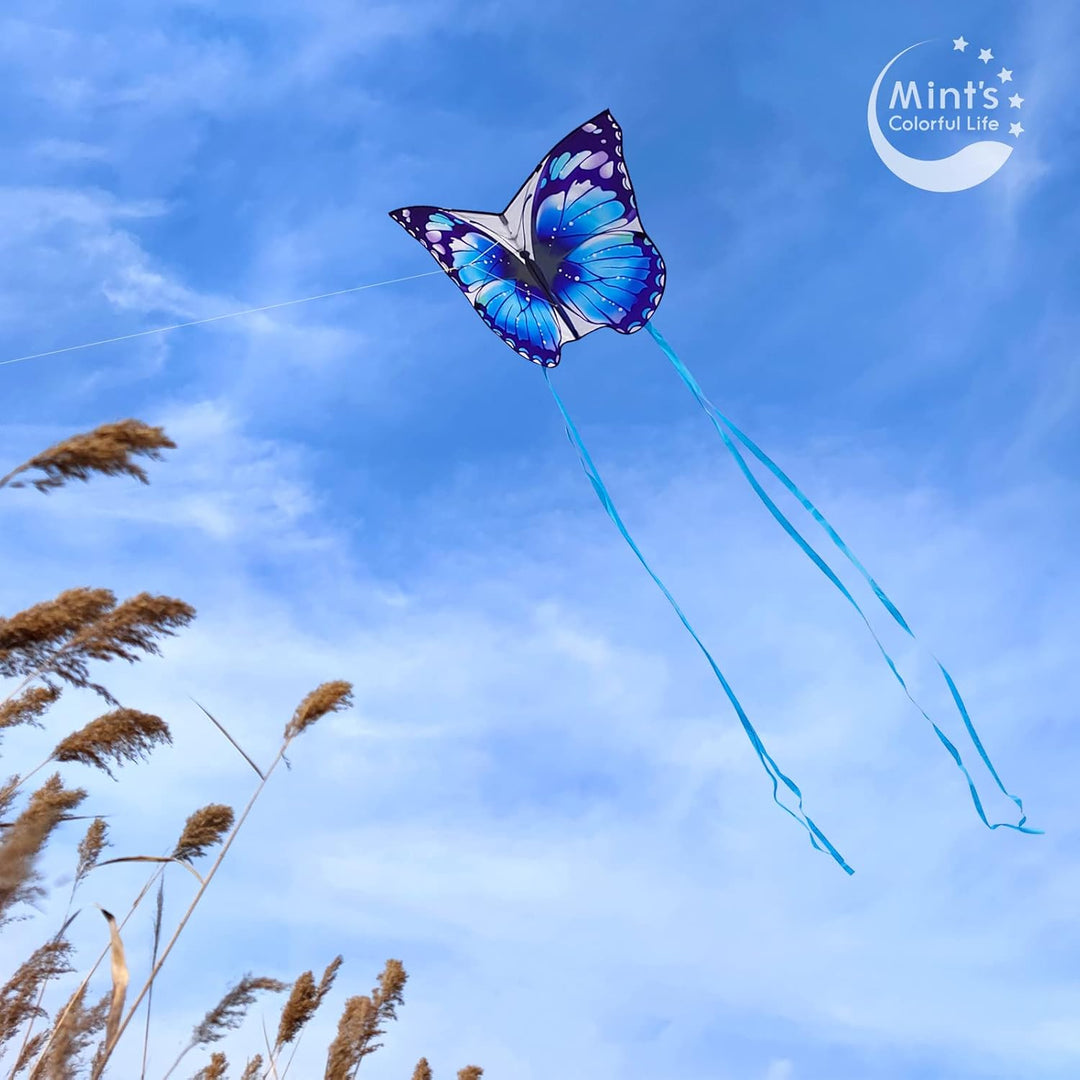 Mint's Colorful Life Schmetterling Drachen flugdrachen für Kinder und Erwachsene. Blau, Blau
