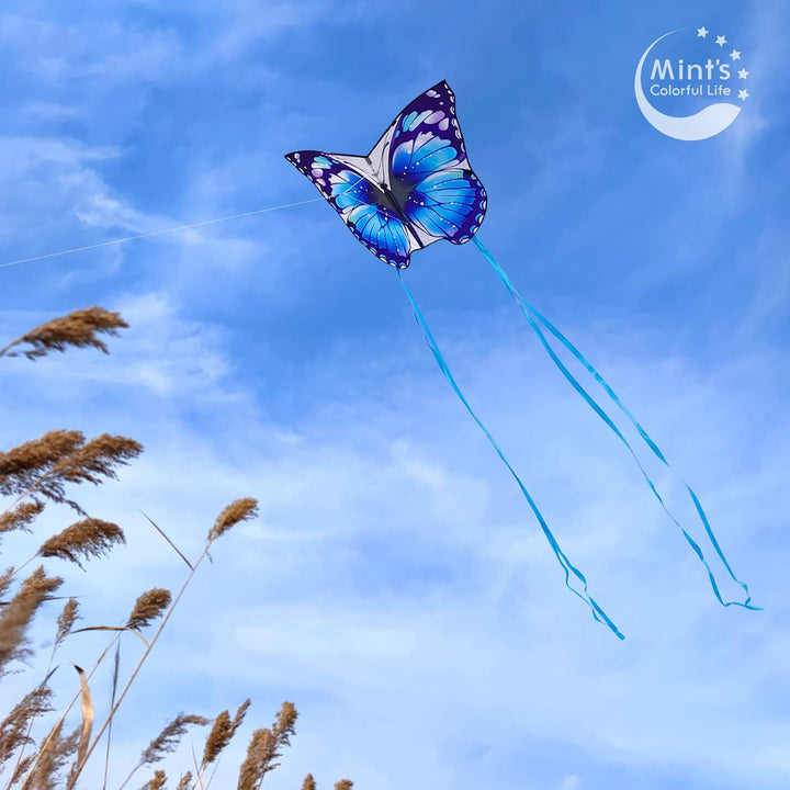 Mint's Colorful Life Schmetterling Drachen flugdrachen für Kinder und Erwachsene. Blau, Blau
