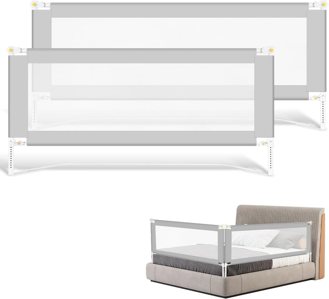 Jopassy Bettgitter 150cm Bettschutzgitter Kinderbettgitter mit U-förmiger Basis, Kinderbettschutzgit