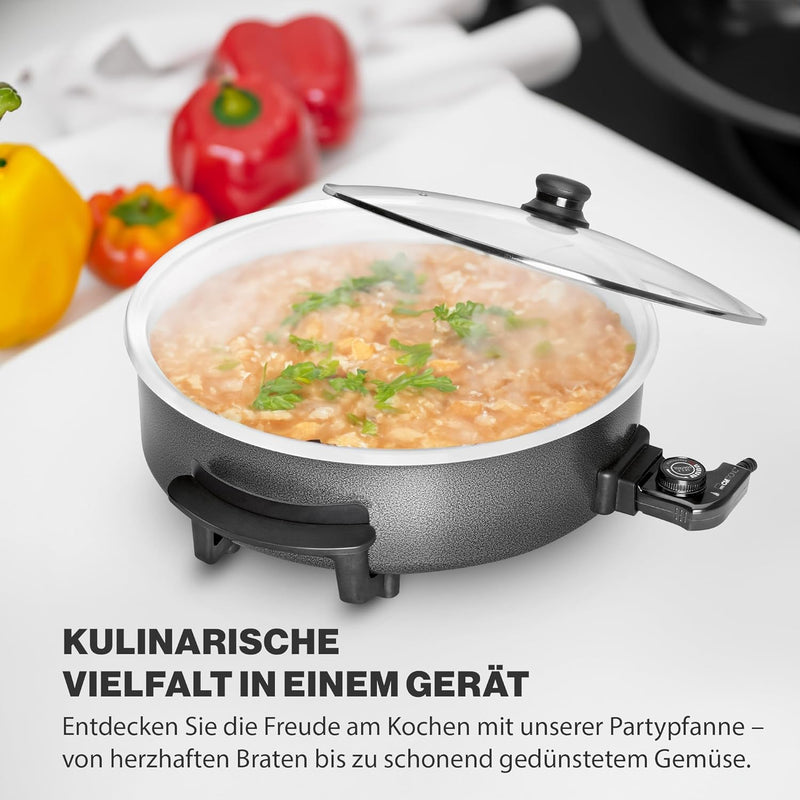 Clatronic® Partypfanne | Multifunktionspfanne zum Kochen, Braten und mehr | Keramikbeschichteter Brä