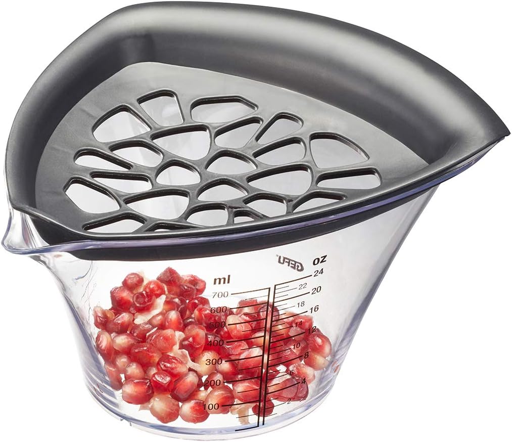 GEFU Granatapfelentkerner & Zitruspresse FRUTI – 2-in-1 Entkerner & Entsafter | Mit Sieb, Messbecher