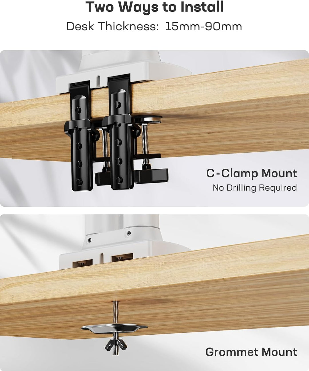 HUANUO Weiss Monitorhalterung Für 2 Monitore, Geeignet Für 13 Bis 32 Zoll Bildschirme, Höhenverstell