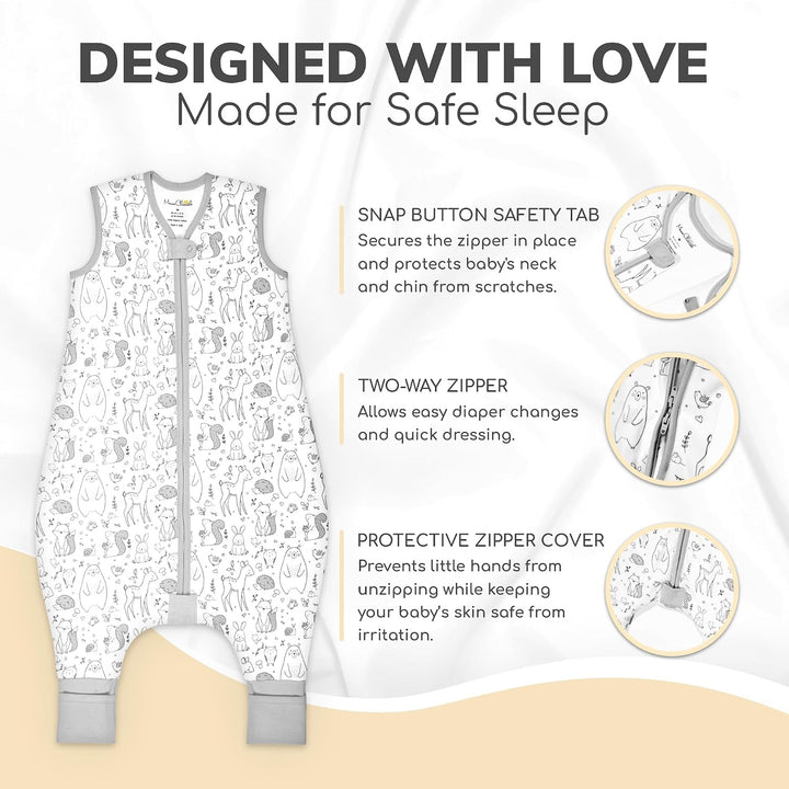Mama Cheetah Kleinkind-Schlafsack mit Füssen, 4T-5T, 2,5 Tog, Bio-Baumwolle, Baby-Schlafsack mit Bei