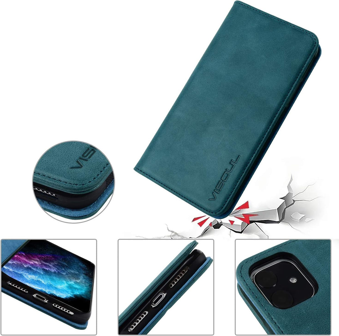 VISOUL iPhone 11 Hülle, Stossfeste Handyhülle [Erstklassiges Rindsleder] [RFID Blocker], TPU Schutzh