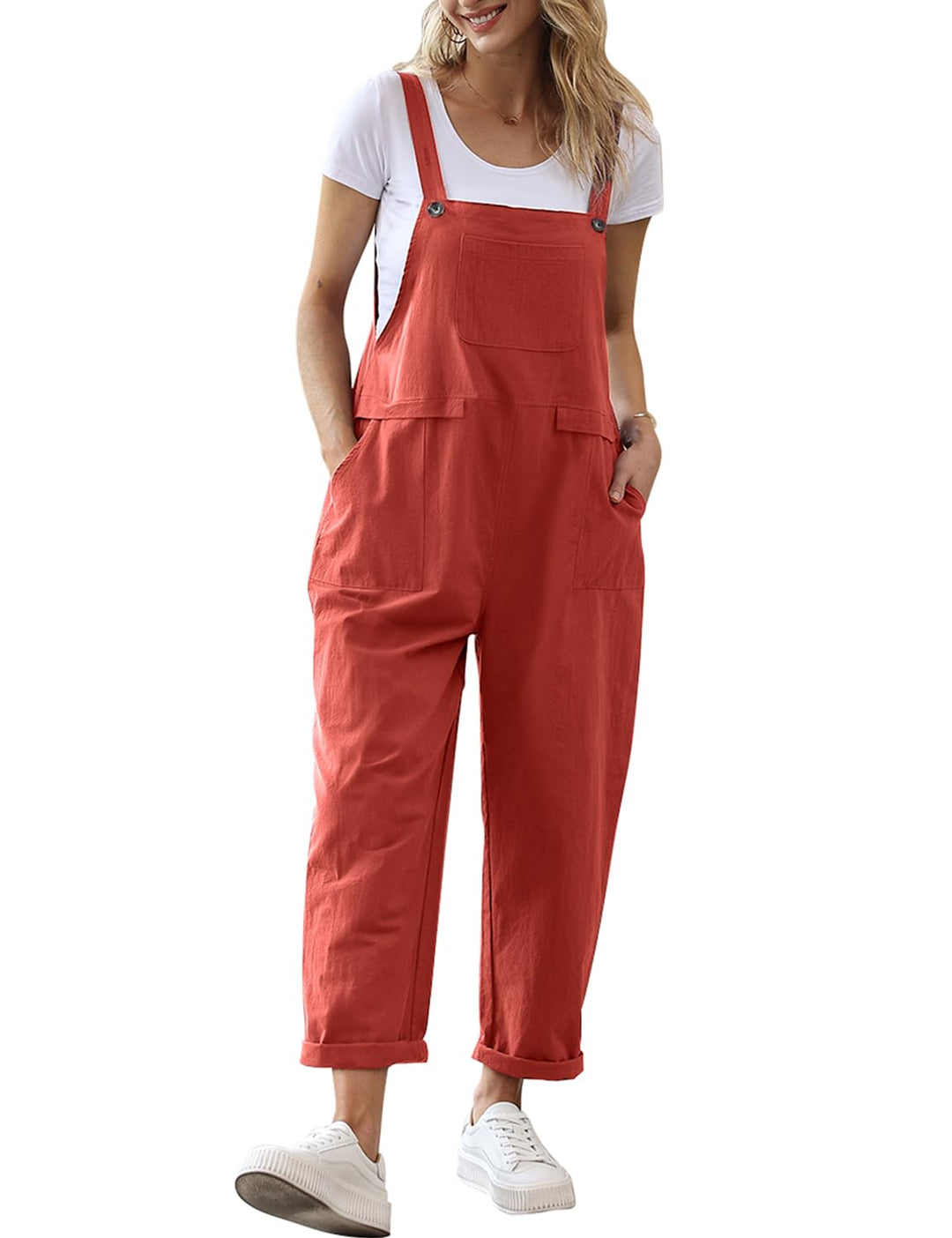 YESNO Damen Latzhose Sommer Oversize Trägerhose Beiläufig Loose Bib Pants Overall Baggy Jumpsuit Str