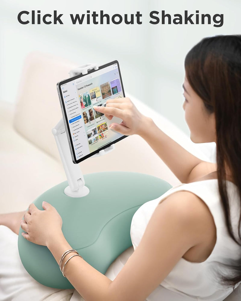 Tablet Kissen Halter, 360° Verstellbarer ipad Halterung Bett mit flexiblem doppelachsigem Arm, Table