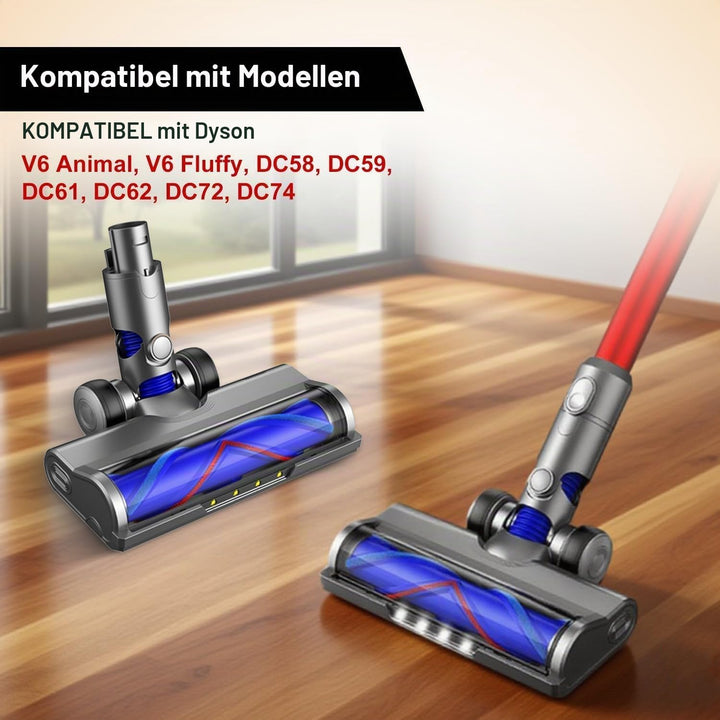 Ersatzbürstenkopf für Dyson V6, DC58, DC59, DC61, DC62, DC74, Motorisierte V-förmige Walze mit LED-L