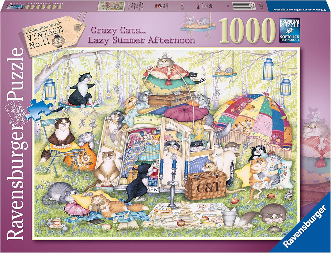 Ravensburger 16975 Crazy Cats Lazy Summer Afternoon 1000 Teile Puzzle für Erwachsene und Kinder ab 1