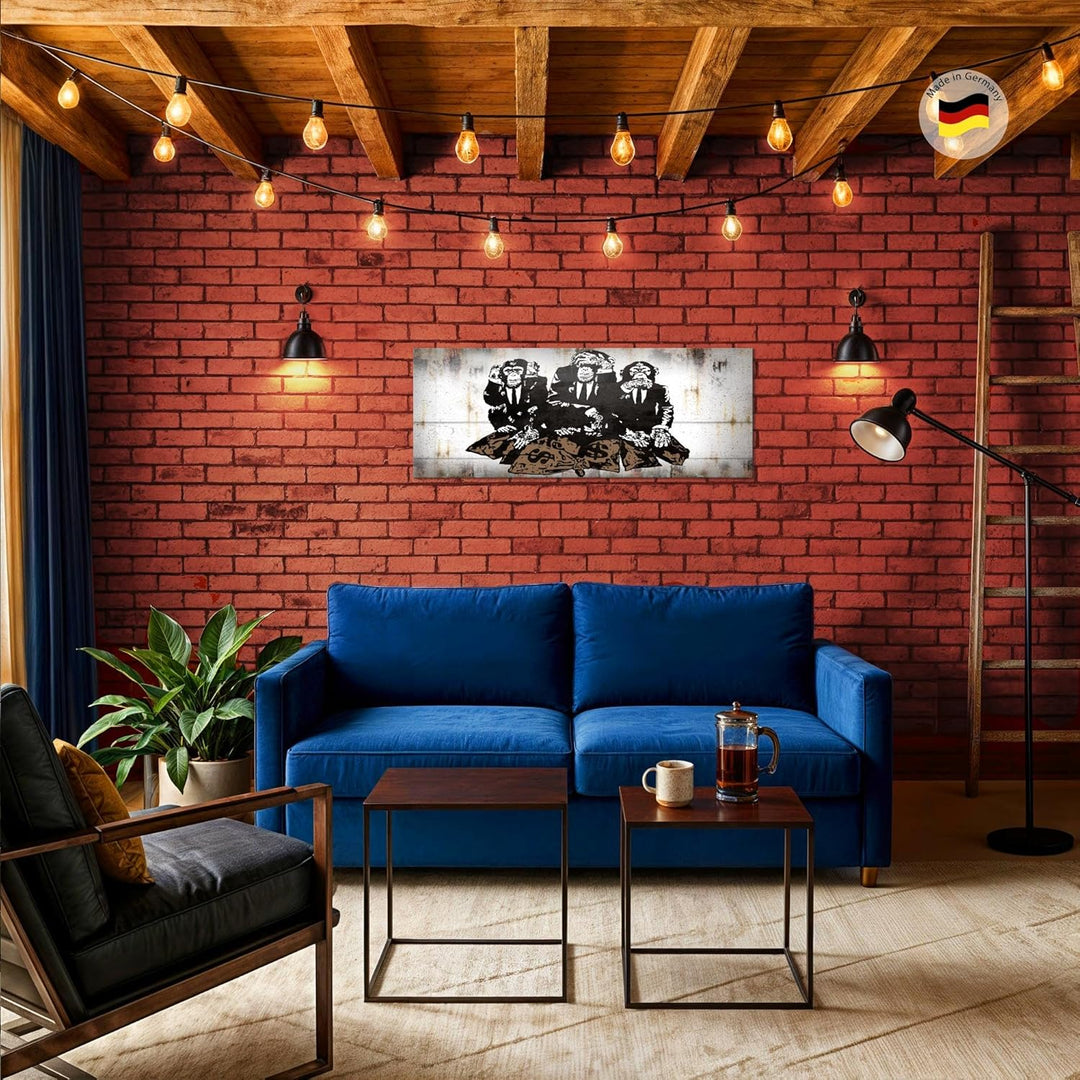 Runa Art Wandbilder Zebra 5 Teilig Bild auf Vlies Leinwand Deko Wohnzimmer Schlafzimmer Abstrakt Gra