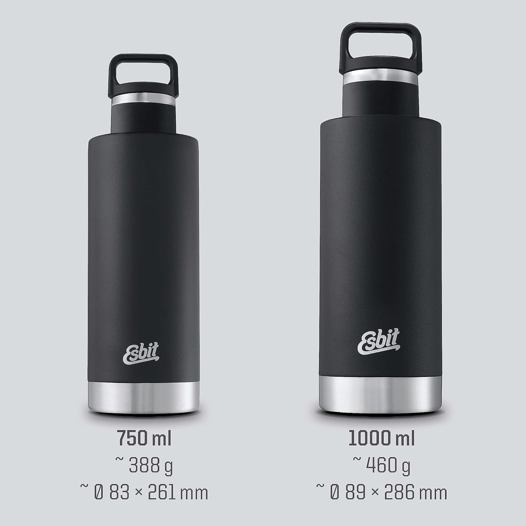 Esbit Isolierflasche Sculptor - Edelstahl Trinkflasche 750 ml in Schwarz - für warme und kalte Geträ