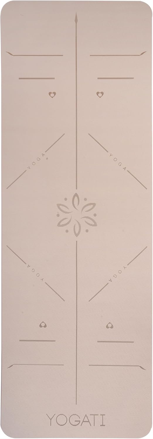 YOGATI - Yogamatte, rutschfest und dick, Yogamatte mit Punkten zur Körperausrichtung, Sportmatte für