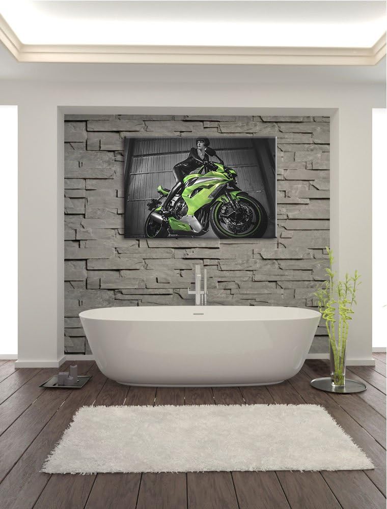 Pixxprint Bike mit Model 100x70cm Leinwandbild Wandbild Kunstdruck, 100x70