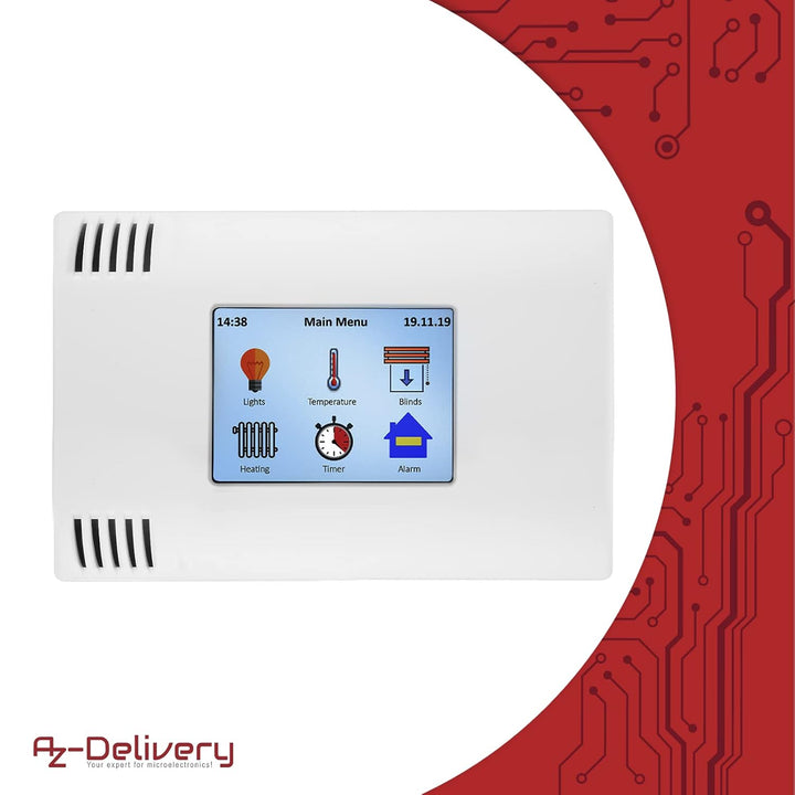 AZDelivery AZ-Touch MOD Smart Home Wandgehäuseset mit 2,4 Zoll TFT LCD Touchscreen, SPI-Touch-Contro