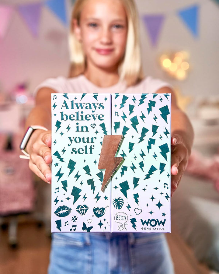 WOW GENERATION Schmuckkästchen für Kinder mit LED-Lichtern, Schmuck-Organizer mit Fächern, Haken und