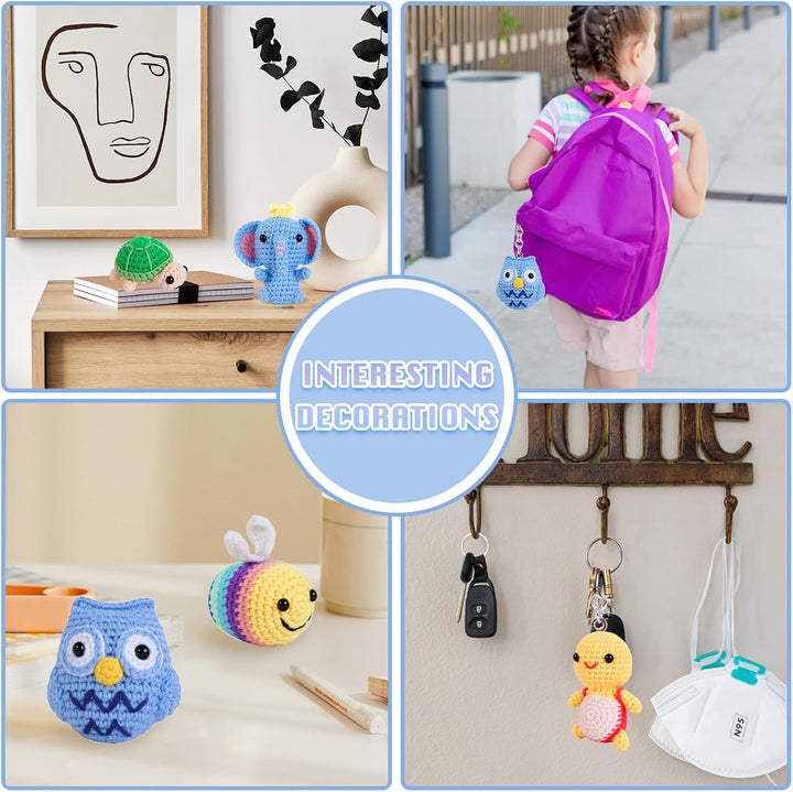 ZCOINS Mini Amigurumi Häkelset, 6 niedliche Tiere für Anfänger mit Videoanleitung(Englisch), Komplet