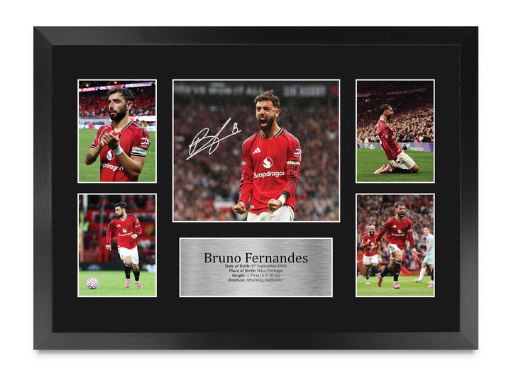 HWC Trading A3 FR Bruno Fernandes Gifts Autogramm-Bild für Fans und Fans Bruno Fernandes Display (A3