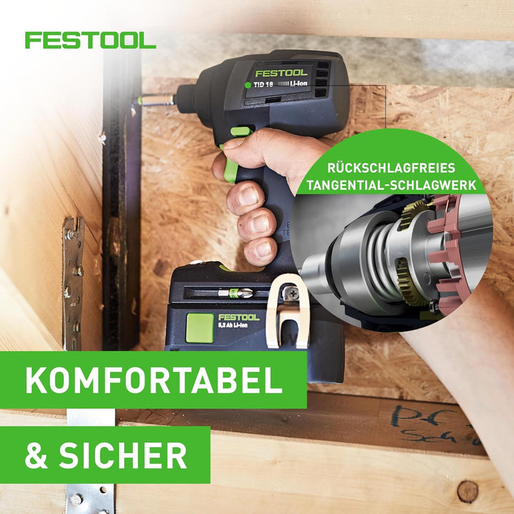 Festool Akku-Schlagschrauber TID 18 HPC 4,0 I-Plus (mit Akkupacks BP 18 Li 4,0, Schnellladegerät, Gü